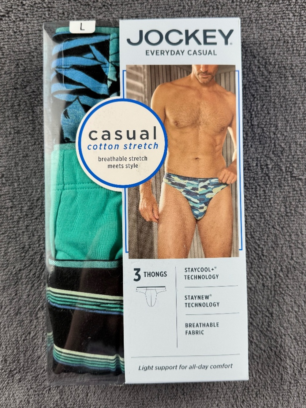 Jockey men's thongs - Casual Cotton Stretch / True Style
